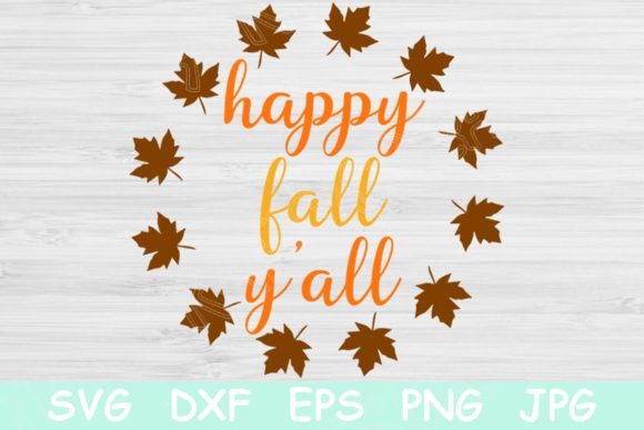 Happy Fall Y All with Leaf Frame: Graphics & Crafts for Local Business