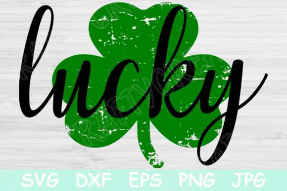 Lucky, Distressed Shamrock: Graphics & Crafts for St. Patrick's Day